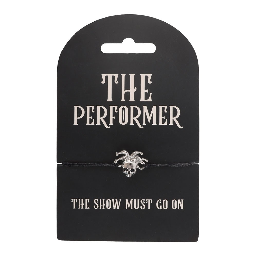 Something Different - The Performer Skull Cord Armband - Schwarz/Weiß